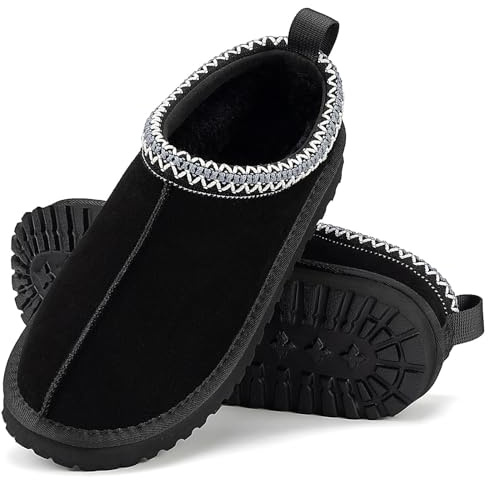 Mishansha Zapatillas Casa Mujer Invierno Cerradas Pantuflas Calientes Invierno Antideslizante Slippers Interior y Exterior Negro 40