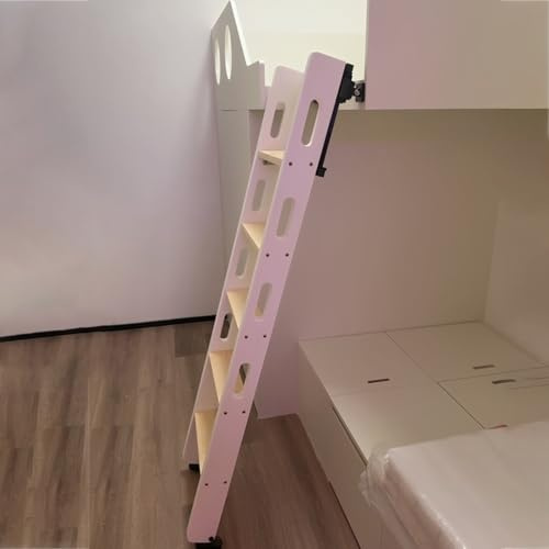 Escalier Escamotable Échelle Coulissante pour Lit Superposé dans Un Dortoir, Échelle Blanche pour Loft dans Une Petite Maison, Marchepied en Bois avec Repose-Pied(3 Steps L-3.4ft/1.05m)