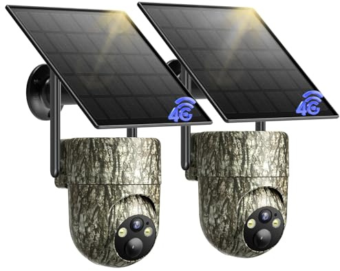 NUASI 4G LTE Camara Vigilancia Exterior Solar con Tarjeta SIM (2 Unidad)