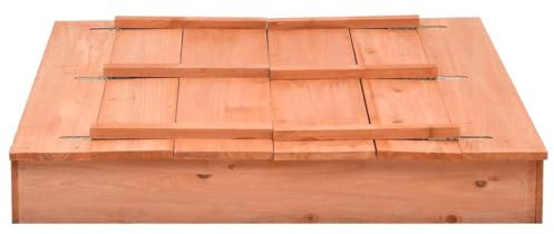 Arenero de madera de abeto 95 x 90 x 15 cm con tapa plegable como asiento, caja de arena para niños, incluye lámina de suelo para jardín y terraza