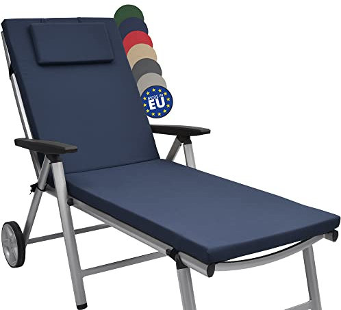 Beautissu Loft RL Auflage für Gartenliege 200x60x5 cm Liegenauflage Polster UV-Beständige Sonnenliegen Auflagen mit Reißverschluss - Gartenmöbel Polsterauflagen Dunkelblau