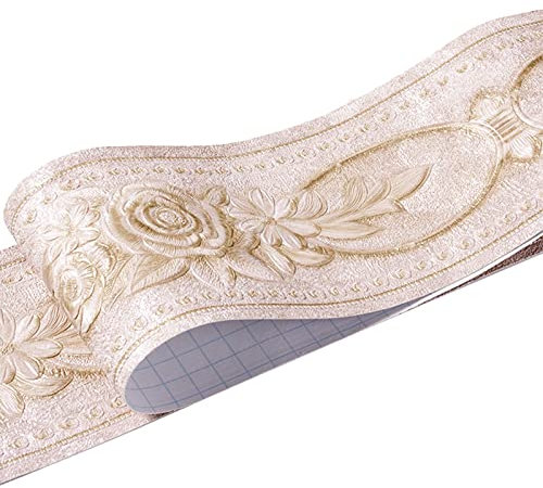 Borde Autoadhesivo Calcomanía de Pared 3D PVC Patrón Rosas Pelar y Pegar Papel Tapiz Extraíble Impermeable Decoración la Etiqueta para la Sala de Estar Baño Azulejo Cocina