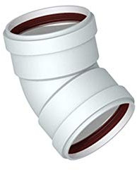 CURVA APERTA 45° F/F ø 80 mm PER CANNA FUMARIA TUBO ALLUMINIO BIANCO Stabile