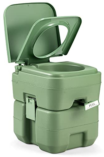 RELAX4LIFE Toilette Portable 20L WC Chimique pour Camping, Chantier, Bateau, Gris/Vert (Vert)