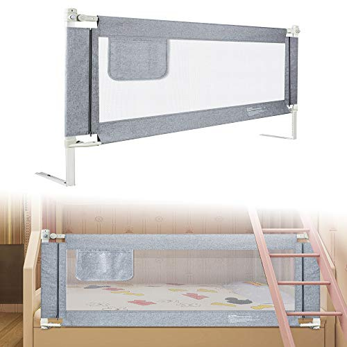 LARS360 Griglia di sicurezza per letto per bambini, sollevabile verticalmente, protezione anti-caduta per lettino dei bambini e letto dei genitori, da 150 cm
