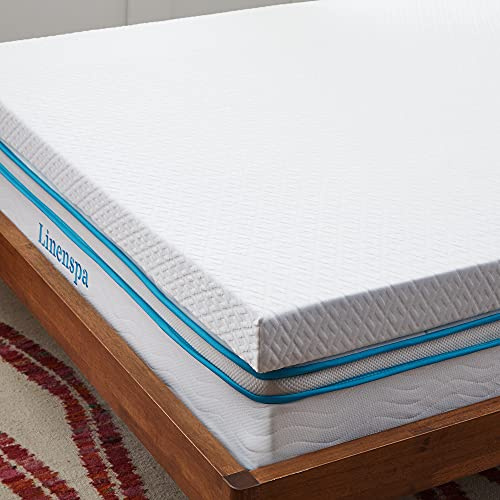 Linenspa Matratzen Topper 180 x 200 cm, 10cm hoch – Matratzenauflage mit Gel Memory Foam und waschbarem Bezug mit Reißverschluss – Öko-Tex, Weiß