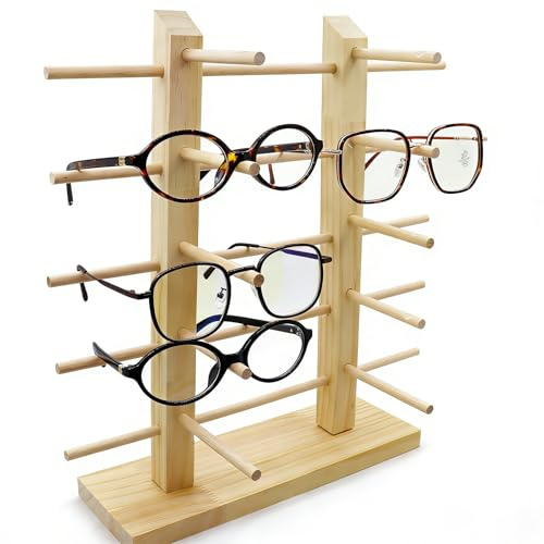 CTForest Soporte para Gafas, Soporte para Gafas, Soporte para Gafas de Madera, Adecuado para Presentar Gafas de Sol y También para Guardar Gafas(Madera)