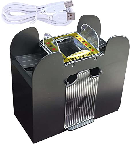 Mélangeur de Cartes Automatique pour 6 Deck Poker Batteurs de Cartes de Casino Portables Mélangeur électrique alimenté par USB/Batterie, Jeux de Cartes domestiques, Poker, rami, Blackjack