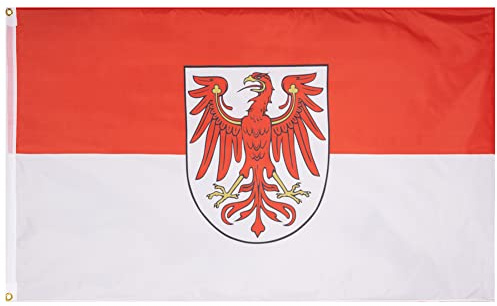 MUWO Flagga 16 tyska förbundsländer + Mallorca 90 x 150 cm, dubbelsidig trädgårdsflagga, väderbeständig fanflagga, polyester landsflagga Tyskland, med metallöljetter (Brandenburg)