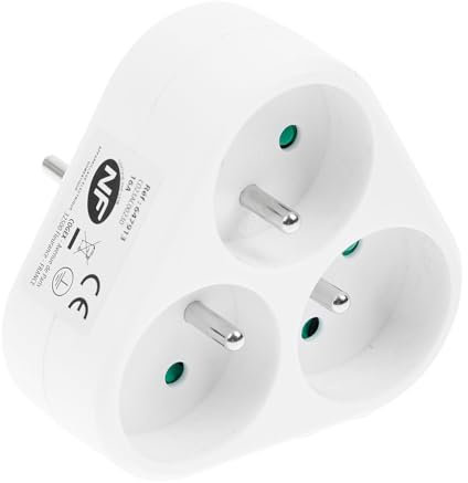 ITENSE - Multiprise électrique, Prise Multiple - Fiche Triplite Triangulaire - 3 Prises - 3 x 16A - Multiprise électrique Murale - Couleur: Blanc - Sécurité Enfant - Matière: PVC - Tension: 230V