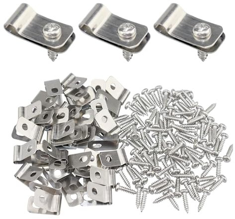 IBEIKE Agricultural Fencing Mounting Clips - 100 PCS Stainless Steel Clips with Screws Cable Clips Fence Post Wire Clips for 12-16 Gauge Wire, Fit for Wood Metal Fencing, Electrical Wire, Wire Mesh