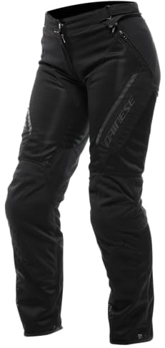 Dainese - Drake 2 Super Air Tex Pants Wmn, Pantalones de Moto Ventilados, de Tejido, para la Temporada de Verano, con Protectores Extraíbles, Mujer, Negro/Negro, 48