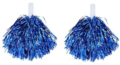 2 Stück Cheerleader Pompons,Naisfei Cheerleader Pompons , Sport Pompons Cheers Ball Pompoms, Metallfolie Puschel Tanzpuschel für Tanzparty Sport Wettbewerb Team Geist(Blau)