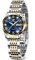 OLEVS Bicolor Damenuhr Edelstahl Elegante Blau Zifferblatt Kleine Uhren Damen Wasserdicht Modern Silber Gold Metall Damenarmbanduhr Leuchtend Quarz Analog Armbanduhr Damen mit Datum Geschenke