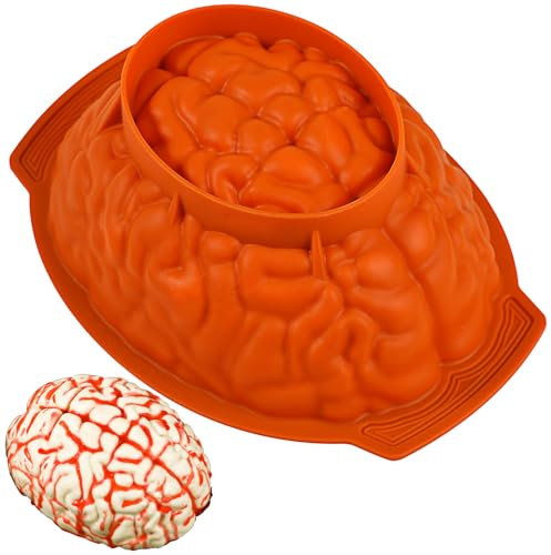 Kamehame Stampo in silicone per gelatina di cervello da 20,3 cm, stampo per torta di Halloween, stampo a forma di cervello, budino, gelatina, dessert, per