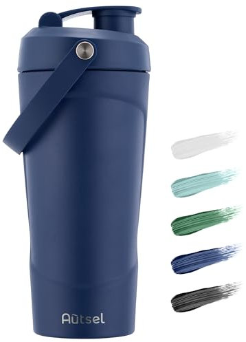 Autsel Shaker de Proteine, Bouteille Shaker Inox, Shaker Isotherme de Sport, Portable Protein Shake Mixer, for Protein Shakes and Meal Replacement Shakes, BPA Free, 750ml