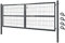 V2Aox Gartentor Tor Gartenzaun Zaun 300x120 cm Doppelflügelig Gartentür aus Metall für Stabmattenzaun Abschließbar inkl. Pfosten Grau