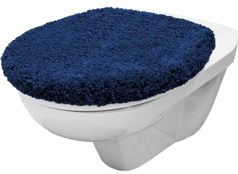 Brandsseller WC Deckelbezug 38x48 cm Ausschnitt aus weichem Mikrofaserstoff Toiletten Sitzbezug für Optimalen Komfort und Stil Dunkelblau