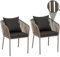 Mendler 2er-Set Gartenstuhl HWC-N41, Outdoor Armlehne, wetterfest Aluminium Seilgeflecht Rope - grau, Kissen dunkelgrau
