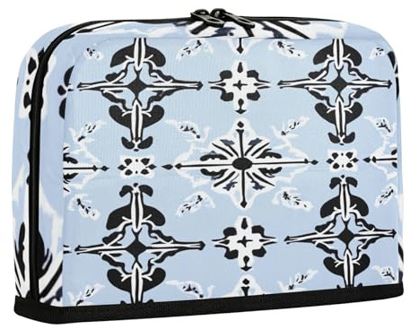 sanluoli Pencil Case Organizer Large Capacity Pen Cases Expandable Stationery Pen Bag for Man High School Retro Black Pattern Light Blue