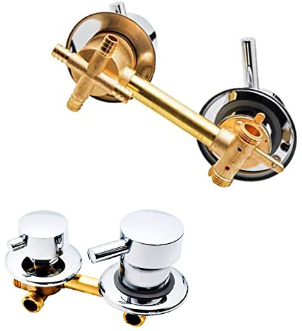 Solid Brass 3-Way Shower Diverter Valve with Hot & Cold Water Mixer - G1/2 Intubation for Bathtub Faucet Compatible with Shower Cabin & Steam Room - 9cm/10cm/12.5cm/14.5cm Holes