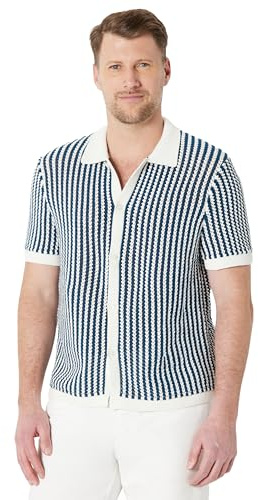 Amazon Essentials Homme Chemise Resort en Maille Boutonnée à Manches Courtes