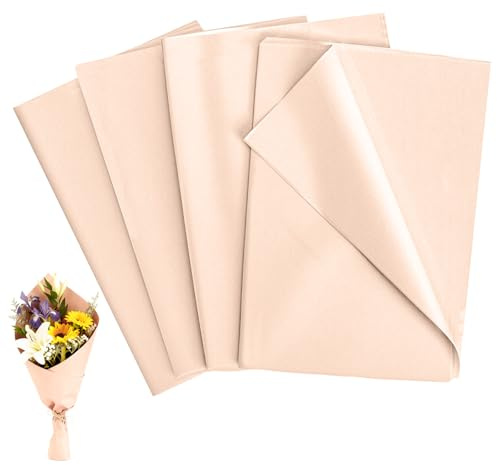 Realjoy 50 ark vitt sidenpapper, 50 x 70 cm, silkespapper för fyllning, blommor, bröllop, jul, hantverk, födelsedagar (champagne)