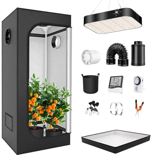 Kit De Tienda De Cultivo Interior, 40 X 40 X 120 Cm, Luz Led De Cultivo De Espectro Completo, Tienda De Cultivo Interior Completa Con Higrómetro Y Temporizador, Kit De Jardín Hidropónico 50*50*100cm