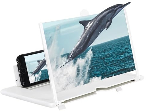 Phone Magnifier Screen, New Version Big Screen Phone Magnifier, Portable Foldable Ultra HD screen Amplifier, for Movies, Videos, Gift for seniors (Horizontal-white,12in)