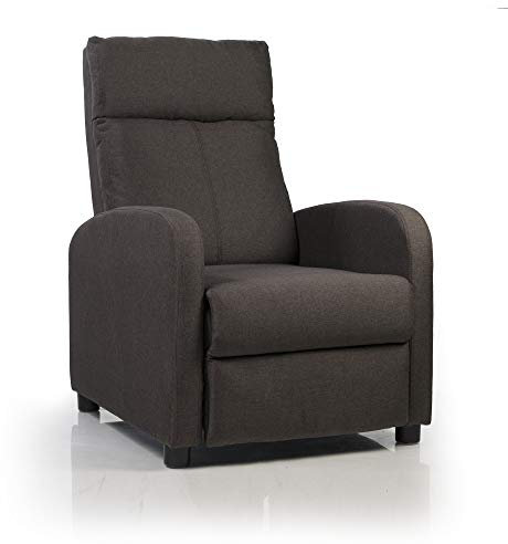 ZZ DON DESCANSO - Sillon Relax Reclinable Tela Verona (63x74x105cm). Sillón Reclinable Compacto con Reposapiés, Apertura Push, 2 Posiciones y Posición Cero, Butaca Reclinable hasta 160º (Marrón)