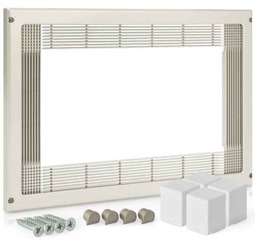 AZERODESIGN - Cadre pour Micro-Ondes - Cadre pour Micro-Ondes - Cadre pour Micro-Ondes en Acier Inoxydable - 40 x 60 cm - Épaisseur 22 mm - avec vis, couvercles décoratifs et 4 Chevilles en