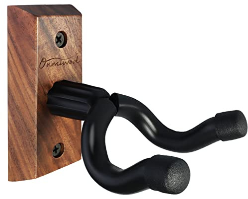 Onmiwod Guitar Wall Mount, Black Walnut Wood Guitar Hanger, U-Shaped Guitar Wall Hanger Mount, Guitar Holder Hook Stand Wall for Acoustic, Electric Guitar, Banjo, Bass, for Guitar Player Men Boy