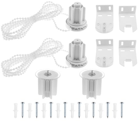 VGOL 2 Sets Roller Blind Clutch with Metal Bracket & Bead Chain Roller Shade Clutch for 38mm (1-1/2”) Inner Diameter Aluminum Tube Roller Shades White