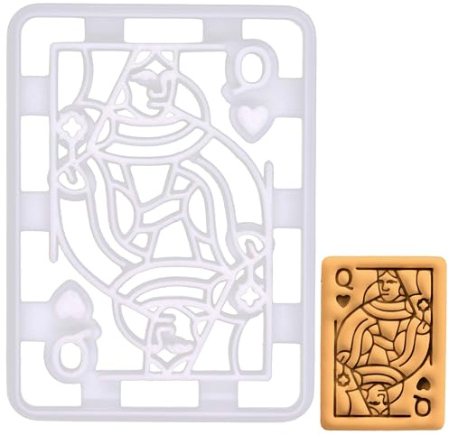 BAKERLOGY Queen of Hearts Poker Card Cookie Cutter - Detailed Biscuit Cutter Design for Baking and Crafts, ideal on fondant, dough, clay