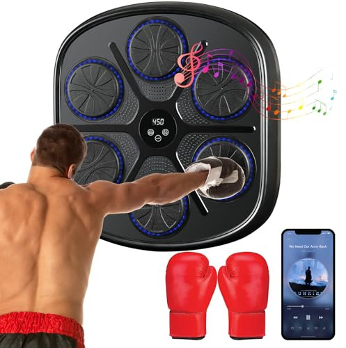 Silencomfort Music Boxing Machine, LED Boxing Machine Wandhalterung with Boxing Gloves, 9 Geschwindigkeitsmodi und Zählmodus, Boxmaschine mit Musik Bluetooth für Stress Release und Training