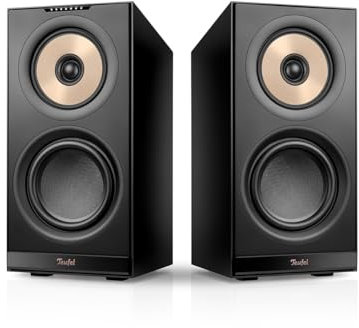 Teufel Stereo M 2 - Aktive Regallautsprecher Paar Kabellos Bluetooth WLAN Multiroom Streaming, Holzgehäuse, HiFi Speakers, 100 Watt 3-Wege-System, Chromecast™ Built-in - schwarz