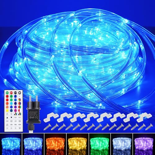 30M LED Schlauch Lichterkette Außen Strom, 300LED 24Farbe RGB Outdoor Lichterkette Lichtschlauch, 128 Modi IP68 Wasserdicht Lichterschlauch mit Fernbedienung für Innen Zimmer Patio Garten Balkon