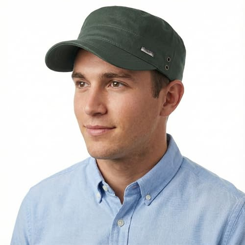HIQIU Military Cap herr armé keps cadet hatt, unisex vintage militär army platt keps, militärkeps justerbar bomull basebollkeps keps fältmössa
