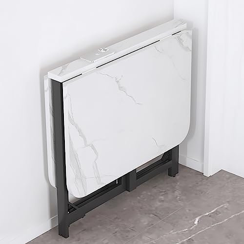 Tavolo da pranzo pieghevole con struttura in metallo, tavolo multifunzione allungabile per lavoro, studio e sala da pranzo, bianco (140 x 80 x 75 cm)