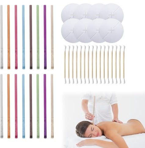 Ohrkerzen Zur Reinigung, Ohrkerzen, 40 Stück Ohrenschmalz Entferner Kerzen Ohrenkerze Tablett Wattestäbchen, Natürliche Ohrkerzen Wirkt Beruhigend und Entspannend, Lindert Wie Kopfschmerzen