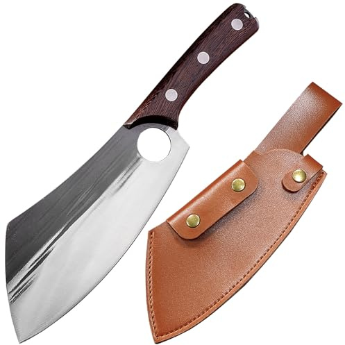 TUTCHUAN couteau de cuisinier japonais couteaux de cuisine forgés faits à la main de coupe plein en acier au carbone haut couteau de cuisine à la maison et à l'extérieur avec gaine