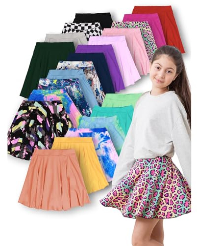 5 PCS Lettuce Trim Plain Skorts for Girls High Stretch & Fit Solid Colored, Built in Shorts, for Yoga, Dance & Sports for Birthday & Holidays (US, Age, 10 Years, 11 Years, Random 5PCS)