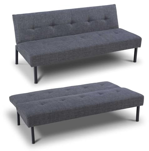 Hroth 2 Seater Sofa Bed,5-Gear Back Angle Adjustable Click Clack Sofa Bed,Dark Grey Bed Settee for Living Room Bedroom
