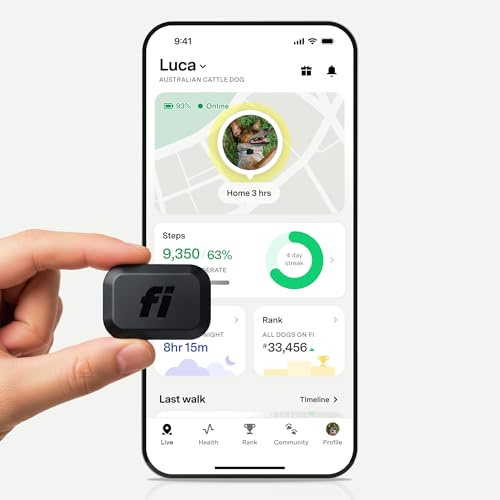 Fi Mini GPS Tracker per cani, gatti, piccoli animali domestici, collare universale, leggero, recinti virtuali, avvisi di fuga, monitoraggio passo e salute, impermeabile, 6 mesi di abbonamento incluso