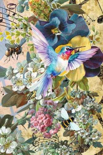 Lined Notebook, 6 x 9 Inches, 120 Pages, Colorful Wraparound Collage Design