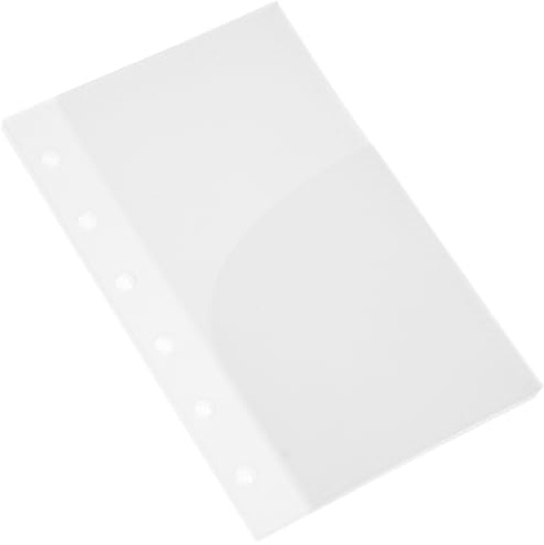 PACKOVE Lot de 5 Pochettes Budget Multi-usages Transparentes en Polypropylène Solide, Format A7, Double Compartiment à 6 Trous, Insert Portable pour Classeur à Feuilles Mobiles,