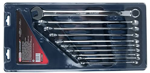 KS Tools 519.0660 - Pack de 10 piezas con llaves combinadas Chrome, extra largas (entrecaras 10-19 mm)