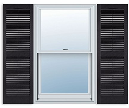 15 pollici x 35 pollici standard Louver esterno vinile persiane finestre, nero (coppia)