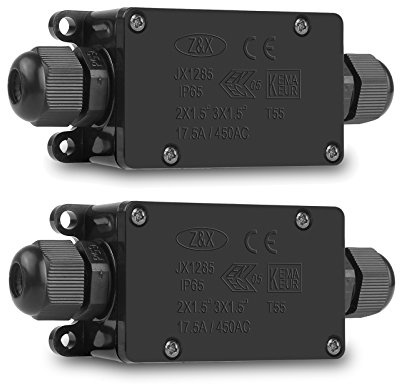 LemonBest 2pcs Waterproof Outdoor External 2 Way PG9 Electrical Junction Box Underground Cable Line Wires Power Cord Connector Protection
