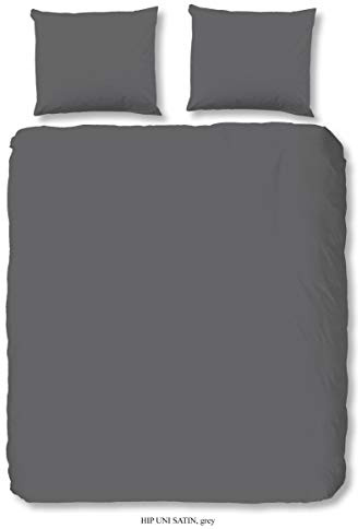 HIP 0280.03.03 Mako Satin Bettwäsche mit Bettbezug 240x200/220 cm und Kopfkissenbezug 60x70 cm, Uni grau